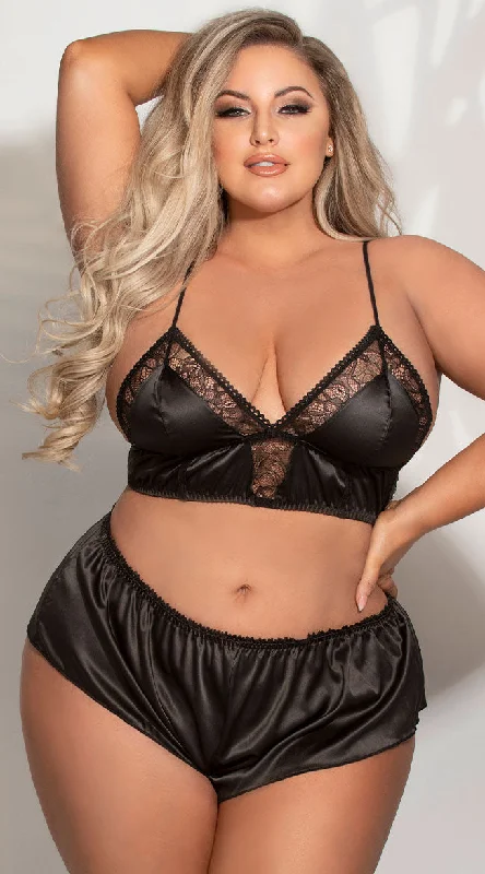 Plus Size Never Waking Up Satin Short Set